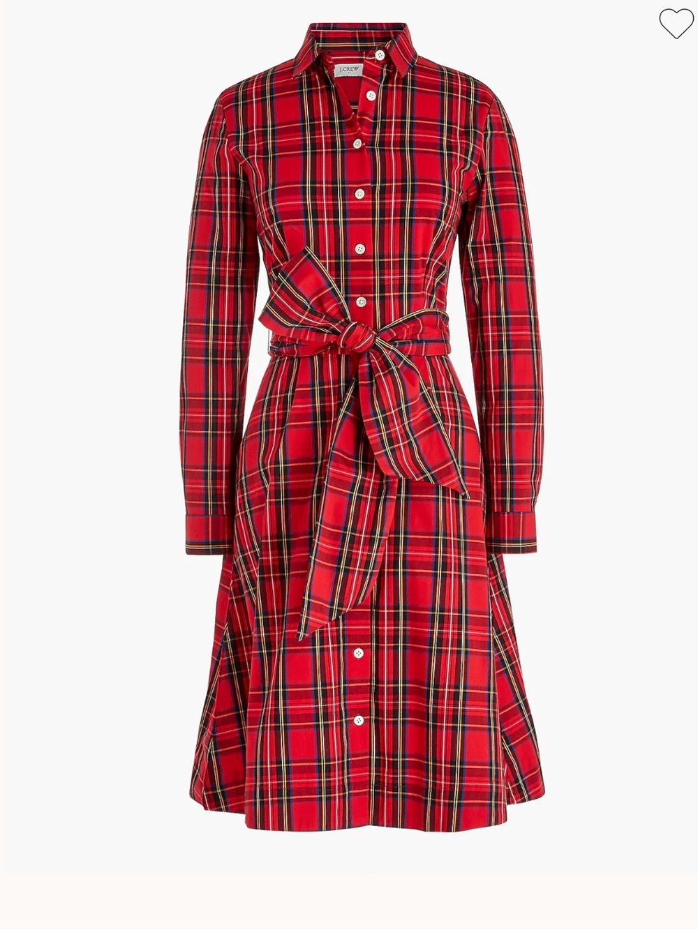 J Crew Factory Tie-Waist long sleeved shirtdress tartan plaid Sz 10